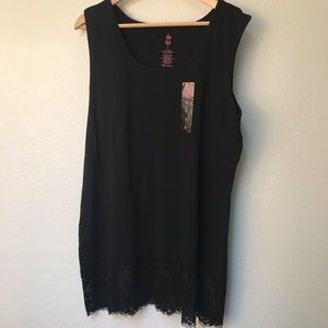 Torrid long Black Ribbed Lace Tank Top